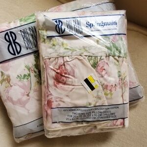 Bill Blass for Springmaid  Floral King Size Flat Sheet &  King Pillow Cases NEW